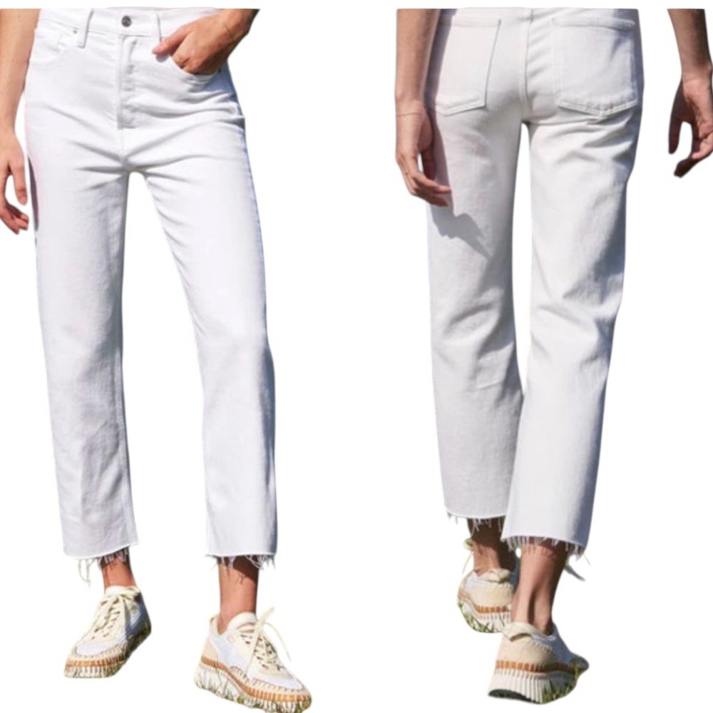 Frank & Eileen White Straight-Leg High-Rise Jeans